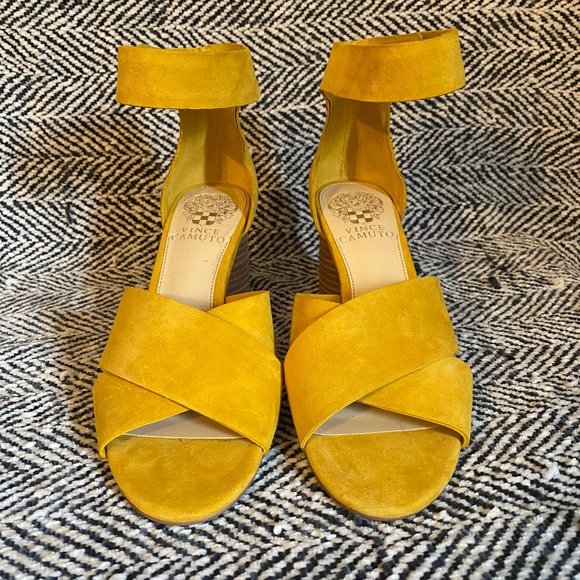 Vince Camuto Shoes - Vince Camuto JESSERA WOMENS LEATHER STACKED HEEL OPEN-TOE HEELS